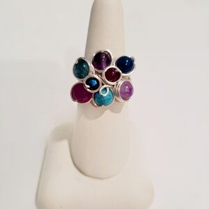 Elegant Multi-Stone Silver Ring